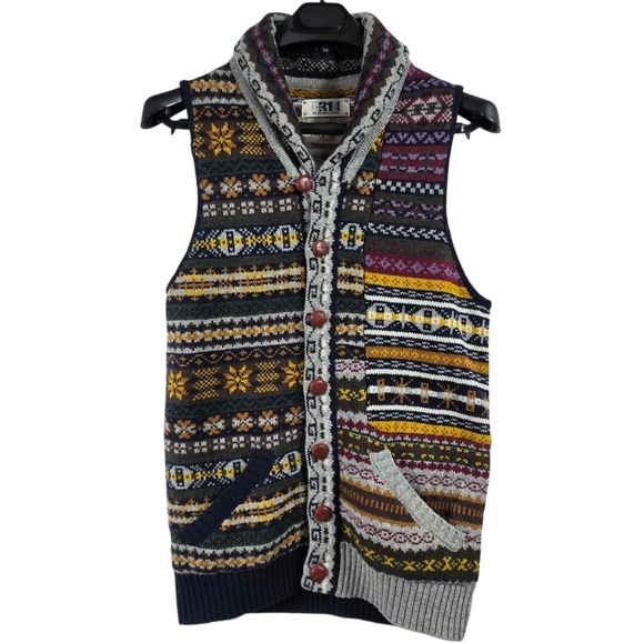 Simons Sweaters - Le 31 Simons Nordic Folk tribal knit wool cardigan